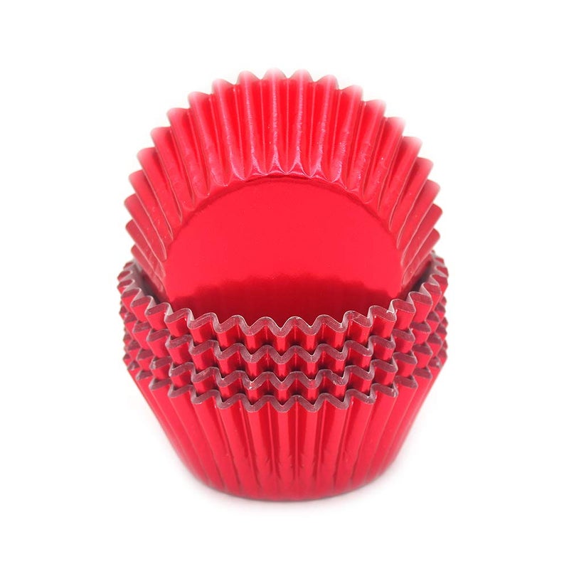 Mombake Standard Red Foil Cupcake Liners Muffin Baking Cups for Party and More, 100-Count - Image 1
